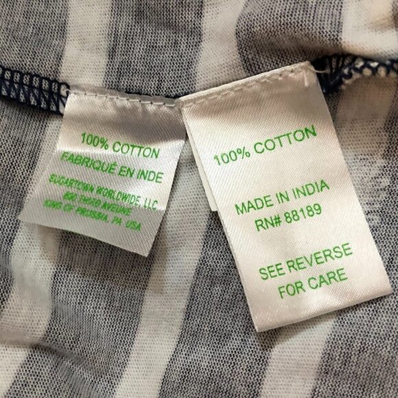 Navy Stripe “Bay” Long Sleeve Dress in “Tropical Island Medallion” Girls Size XL - Picture 6 of 8